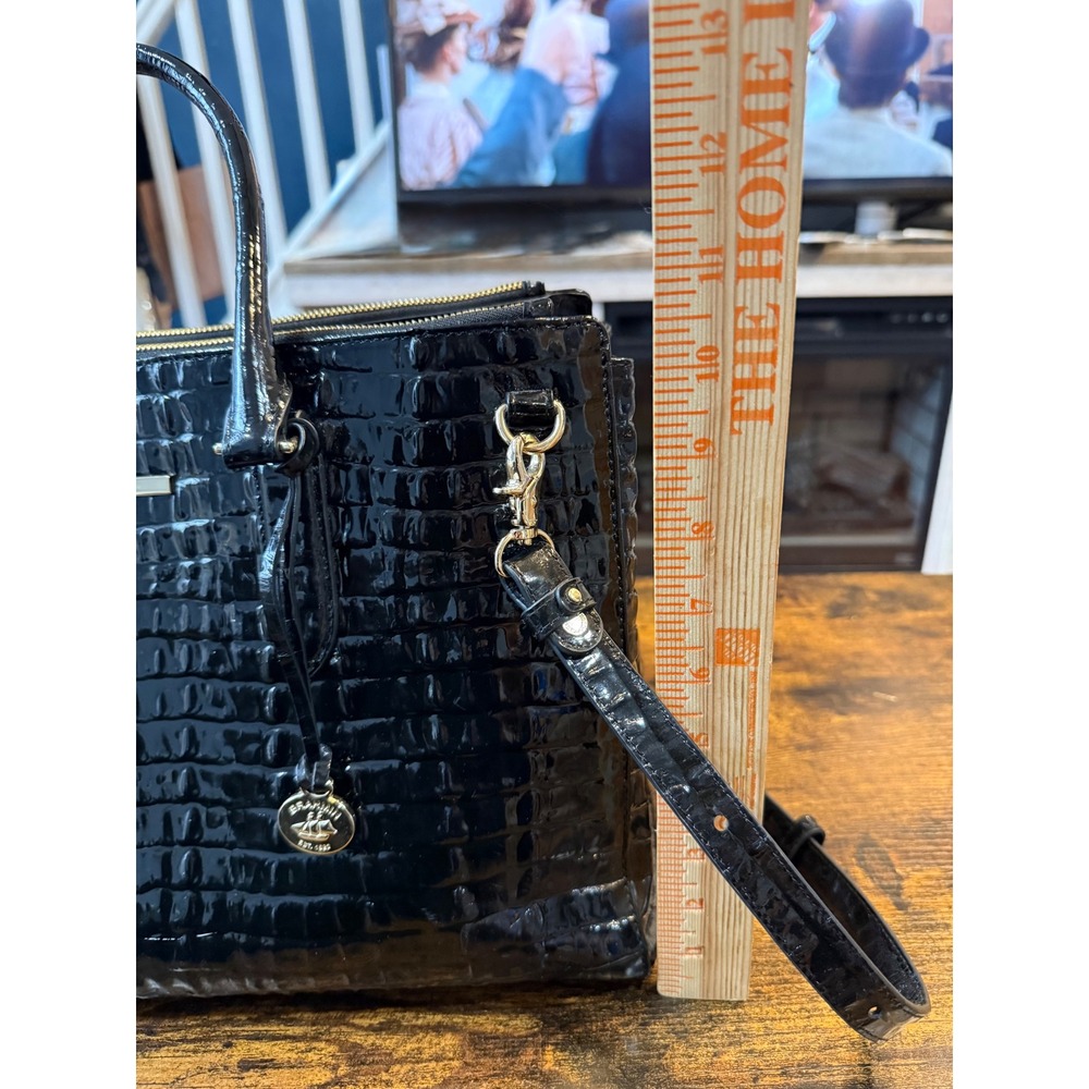 Brahmin Blake Satchel Black La Scala Croc Embossed Leather Tags Attached $425 - Picture 5 of 16
